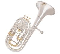 "Odyssey Premiere 'Bb' Baritone Horn Outfit OBH1400 - Silver Plated, 11.8"" Bell, 3 Valves, Denis Wick Mouthpiece, Zero-Gravity Case - ideal for brass and military bands. "