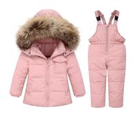 Odziezet Unisex Baby Kids Puffer Winter Warm Snowsuit Jacket Hoodie Coat Down with Snow Down Bib Pants 2 Pieces Ski Outfit Set 1-5 Years