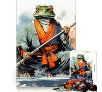 Oead Samurai Frog Samurai 1000 Piece Jigsaw Puzzles for Teenagers Jigsaw Logic Ability Toy Soft Relax Accurate Cut Cherished Gift (50x75cm)