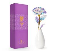 OEAGO Artificial Flower with Vase,Mum Birthday Gifts for Mum | Artificial Flower+Ceramic Vase,Mothers Day Presents for Women Stepmum Nanny on Christmas Anniversary