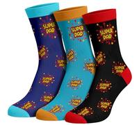 OEAGO Fathers Day Socks Gifts from Daughter Son, 3 Pack Funny Socks,Father's Day Dad Gifts for Stepdad Grandad, Dad Birthday Presents for Daddy Husband on Christmas (Size:9-11)