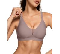OEAK Comfort Bras for Women Wireless Non Wired Push Up Bralettes Soft V Neck lace Bra Scalloped Full Coverage Seamless Bra,Grey,XL