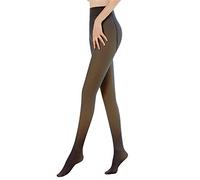 OEAK Womens Fleece Lined Tights Fake Translucent Pantyhose Thermal Opaque High Waisted Warm Legging Pants Footed Sheer Tights 80g Fake Translucent Black S/M