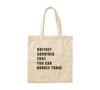 OEAOIOBU Britney survived 2007.You can handle today. Tote BagReusable Grocery Bag for Daily Errands School Work Travel