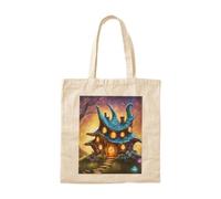 OEAOIOBU Sprite House Cotton Tote BagReusable Grocery Bag for Daily Errands School Work Travel