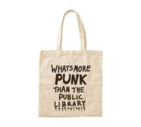 OEAOIOBU Whats more PUNK than the PUBLIC LIBRARY??? Tote BagReusable Grocery Bag for Daily Errands School Work Travel