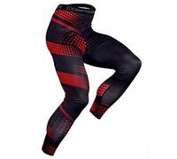OEBLD Compression Pants Men UV Blocking Running Tights 1 or 2 Pack Gym Yoga Leggings for Athletic Workout, Red Dot Pants, X-Large