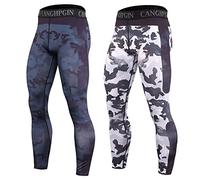 OEBLD Compression Pants Men UV Blocking Running Tights 1 or 2 Pack Gym Yoga Leggings for Athletic Workout, White Camo+blue Camo, Medium