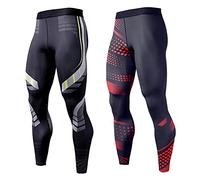 OEBLD Compression Pants Men UV Blocking Running Tights 1 or 2 Pack Gym Yoga Leggings for Athletic Workout - - Large