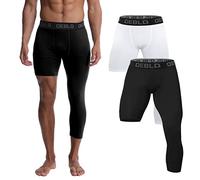 OEBLD Single Leg 3/4 Compression Tights, Unisex Sports Compression Pants, One Leg Basketball Leg Sleeves, Black+white-right-short, Medium