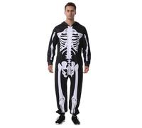 OEBLD Skelton Costume Unisex Bodysuit Jumpsuit - Scary Black and White Halloween Jumpsuit Costume Compatible for cos Like a-Skeleton