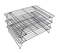OEBUAFI 13 Inch Baking Rack, 3 Tier Stackable Cooling Rack with Folding Legs for Baking Bread Cake Pizza Cookies, Non Slip Wire Design