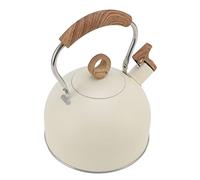 OEBUAFI 2.5 Liter Whistling Tea Kettle, 304 Stainless Steel Water Kettle with Loud Whistle and Capsulated Base, for Electric Stove Gas Stove Induction (Creamy White)