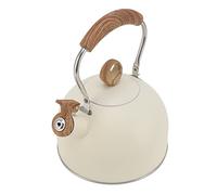 OEBUAFI 2.5 Liter Whistling Tea Kettle, 304 Stainless Steel Water Kettle with Loud Whistle and Capsulated Base, for Electric Stove Gas Stove Induction (Beige)