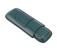 OEBUAFI 2 Finger Faux Leather Cigar Case, Premium Soft Touch Travel Holder with Front Pocket for Cutter, Elegant Sewing Technology Lightweight Durable Men (Green)