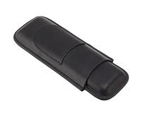 OEBUAFI 2 Finger Faux Leather Cigar Case, Premium Soft Touch Travel Holder with Front Pocket for Cutter, Elegant Sewing Technology Lightweight Durable Men (Black)