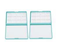 OEBUAFI 2pcs Portable Watercolor Box, Compact and Easy to Clean Mini Watercolor Palette with Detachable Design for Traveling Artists (Blue Box, 12 Grids)