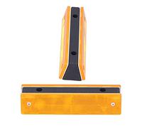 OEBUAFI 2PCS Rectangle Reflective Road Stud Markers High Visibility Safety Guide with Plastic + Reflector for Highways Streets Villages (double yellow)