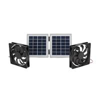 OEBUAFI 2x5W Solar Powered Exhaust Fan Kit 10W Foldable Solar Panel Rainproof Ventilation Fan for Chicken Coop Greenhouse Shed Pet House Attic (White)