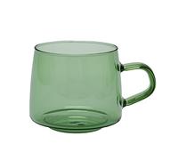 OEBUAFI 350ml Glass Coffee Mug, Borosilicate Crystal Clear Cup with Handle, High Temperature, for Home Cafe Bar Restaurant (Green)
