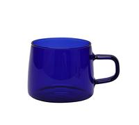 OEBUAFI 350ml Glass Coffee Mug, Borosilicate Crystal Clear Cup with Handle, High Temperature, for Home Cafe Bar Restaurant (Blue)