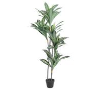 OEBUAFI 4.92ft Tall Artificial Dracaena Tree 6 Realistic Trunks Lifelike Rubber Silk Fabric Leaves with Sturdy Black Plastic Pot for Home Office Living Room Decor
