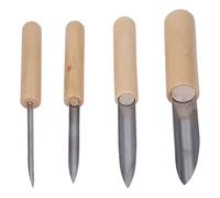 OEBUAFI 4 Pcs Clay Hole Cutters Stainless Steel Semi Round Hole Punch Tool for Pottery Polymer Clay with Wood Handle Different Diameters