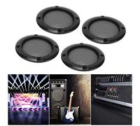 OEBUAFI 4pcs Speaker Grille, Hard Perforated Iron Mesh Not Easy to Deformation, Strong Humidity and Temperature, Good Sound Transmission, with DIY Design, for Car Speak (Black)