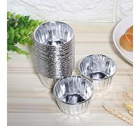 OEBUAFI 50Pcs Cupcake Liners, Non Stick Baking Cups with Curled Edge for Muffin Cake Pastry, Silver Gold Rose Gold, Bright Color for Party Wedding Celebration (Double-Sided Silver K1001#A)