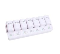 OEBUAFI 7 Day Tablet Organizer with Green Checkmark Red X, Travel Friendly Case Large Compartments Convenient Easy to Use (White)