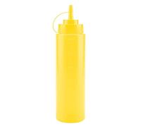 OEBUAFI 720ml Condiment Dispenser, 10pcs Plastic Sauce Bottle with Detachable Cover and Narrow Nozzle, for Oil Vinegar Cream Liquid (Yellow)