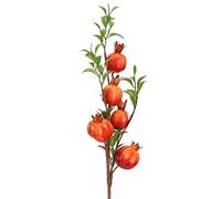 OEBUAFI Artificial Pomegranate Branch 60cm Red Fruit Green Leaves Silk Fabric Foam Berry Stem for Home Vase Wedding Party Decoration