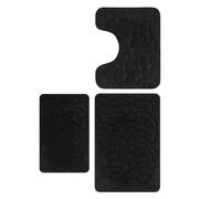 OEBUAFI Bath Mat Cobblestone Embossed Soft Memory Foam Rug Non Slip for Bathroom 16 X 24 Inch Grey (Black)