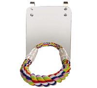 OEBUAFI Bird Mirror Toy with Rope Mirror, Durable Acrylic and Cotton Toy, Ideal for Parrots and Small Birds to Chew and Play, 12.8cm By 14cm By 20cm (Assorted Color)