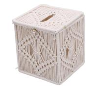 OEBUAFI Bohemian Tissue Box Cover, Handwoven Cotton Rope with Iron Frame and Inner Fabric Layer, Open Top Design for Easy Replacement, with Decorative Boho Style, for Home Office