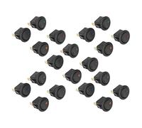 OEBUAFI Car Auto Boat Accessories Round Rocker Switch 20Pcs LED Light 12V Toggle SPST On Off Switch Blue Green Yellow Red KCD1 3 Pin 2 Level