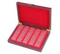 OEBUAFI Coin Holder Coin Storage Box Collection Box 50 Capacity Wooden with Transparent Protective Case for Display Gifts Exhibitions