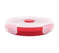 OEBUAFI Collapsible Silicone Box 350ml Microwave Dishwasher Safe Stackable Foldable Food Container with Clip Lock Air Vent for Office Camping Hiking Picnic (Red)