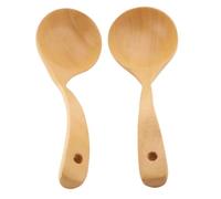 OEBUAFI Cooking Long Handle Wooden Spoon Elegant Functional Design for Mixing Stirring Serving Spoon Thanksgiving 2PCS Wooden Set
