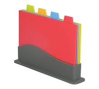 OEBUAFI Cutting Board, Set of 4 Colorful PP Cutting Boards with Handle and Storage Bracket, Easy to and Safe, for Home Chefs and Cooking