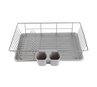 OEBUAFI Dish Rack, Coated Metal Kitchen Utensil Holder with Removable Chopsticks Rack, for Plates Cups Spoons Wine Glasses Drying and Draining