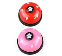 OEBUAFI Dog Training Bell, Two Pieces Pet Press Communication Bell, Built With Anti Slip Base To Keep Stable Position For Toilet Habit Training And Outdoor Going Demand Communicate (Red and Pink)