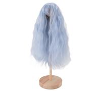 OEBUAFI Doll Wigs for 1/4 BJD, Long Wavy Synthetic Fiber Wig with Bangs, Fits 18.5-21cm Head Circumference, Breathable Mesh Cap for Ball Jointed Dolls Dress Up and Customization (Dark Blue)