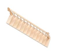 OEBUAFI Dollhouse Miniature 1/12 Scale Staircase 1/12 Dollhouse Stairs Mini Wooden Staircase Unpainted Birch Material Glossy Rounded Corners for DIY Crafts Room Decor Birthday Girls (Right armrest)