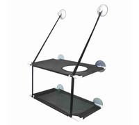 OEBUAFI Double Layer Cat Window Hammock, Sturdy Cat Perch with 6 Suction Cups for Large Cats, Nylon Mesh Bed for Sunbathing, Supports Up to 10KG (black)