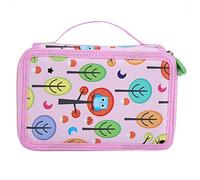 OEBUAFI Drawing Pencil Bag, Sketch Drawing Brush Holder Portable Fabric Pen Case with 72 Slots and 4 Layers for Colored Pencils and Makeup Brushes (Pink)