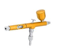 OEBUAFI Dual Action Gravity Feed Airbrush, 0.3mm Spray Gun for Fine Art Nail Tattoo Cake Decorating, with Easy Fluid Refills and (Yellow)