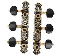 OEBUAFI Durable Acoustic Guitar Tuners Machine Heads 3L3R Set for Classic Guitars Stability and Fast Tuning Metal+Plastic Black+Gold 3 Left 3 Right for Musicians