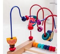 OEBUAFI Educational Circle Toy Wooden Bead Maze, Color Cognition, Finger Fine Motor Training for Children (Fruit Pattern)