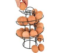 OEBUAFI Egg Spiraling Dispenser Rack Wire Chicken Egg Storage Organizer Holds 24 Eggs Freestanding Countertop Display with Space Saving Design for Kitchen Use (Black)